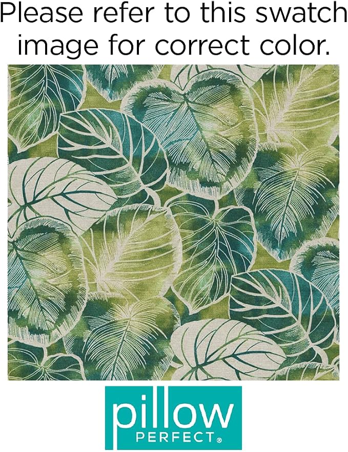 Pillow Perfect Botanical Indoor/Outdoor Throw Pillows, 2 Count, Large - 18.5" x 18.5", Green/Ivory Key Cove