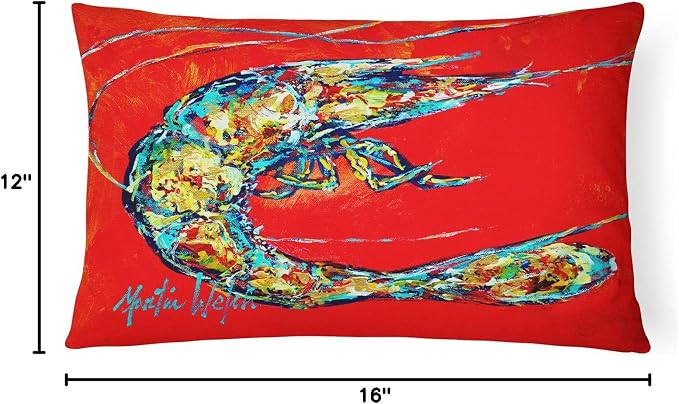 Caroline's Treasures MW1207PW1216 Shrimp Boil Canvas Fabric Decorative Pillow Machine Washable, Indoor Outdoor Decorative Pillow for Couch, Bed or Patio, 12HX16W