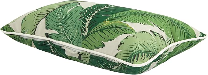 Lumbar Pillow Covers Set of 2, Outdoor Indoor Waterproof Decorative Patio Lumbar Pillowcase Shell 12x20 Inch, Rectangular Cushion Case for Couch Sofa Garden Farmhouse-Green Palm Leaf