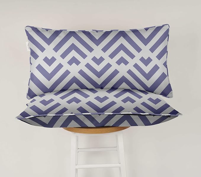 Indoor/Outdoor Polyester Fabric Lumbar Pillow Cover, All-Weather Waterproof Rectangular Cushion Case for Patio Furniture, 12 x 20 Set of 2 - Abstracts-29
