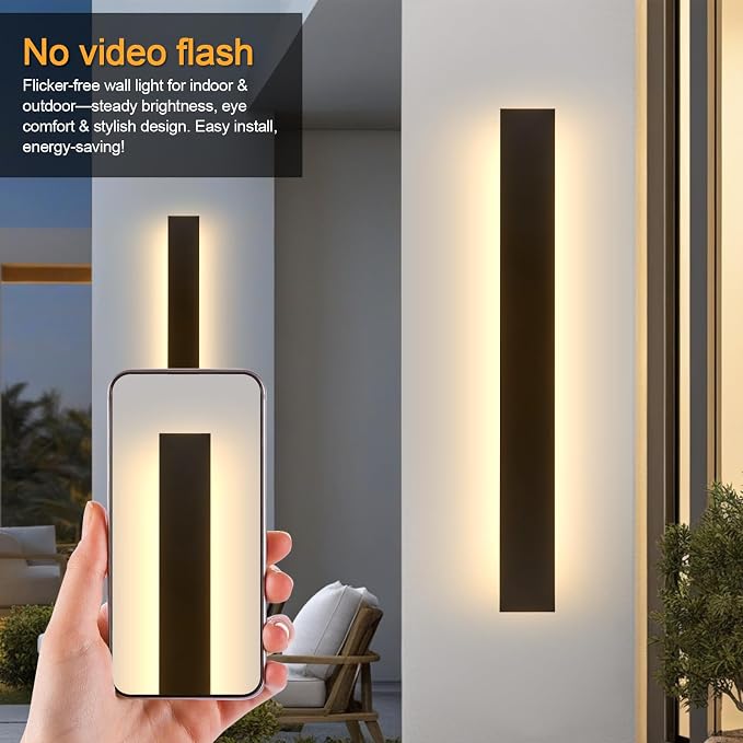 59in Modern Outdoor Lights,Upgraded 4.72in Wide Exterior Light Fixtures Wall Mount,IP65 Waterproof 3000K Black Modern Porch Lights Wall Sconce,LED Long Linear Outside Lighting for Garage,Corridor