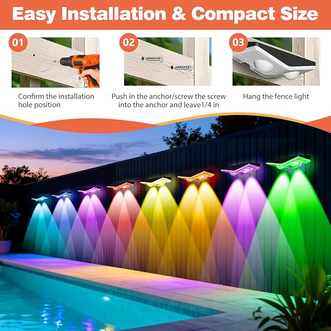Outdoor Fence Lights Plug in, 50FT RGBIC LED Fence Lights, App & Remote Control, 100 Scene Modes, IP67 Waterproof Outdoor Lights for Backyard, Patio, Deck - Brighter Than Solar Lights
