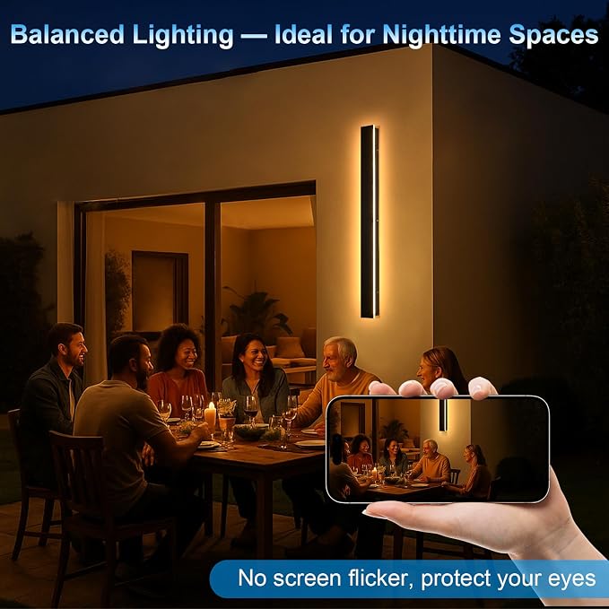 Modern Outdoor Wall Lights - 2pack 47.3inch 3000K Black Exterior Light Fixtures Wall, Porch Lights Outdoor Wall Sconce, Patio Long Strip Wall Light Fixtur Outside for Garage, House(4.72 Inch Wide)