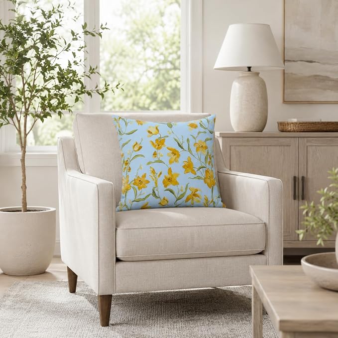 Outdoor Throw Pillows 18×18 Inch Waterproof Pillows with Inserts | Set of 2 Fade Resistant Decorative Square Pillows for Couch, Sofa and Patio Furniture