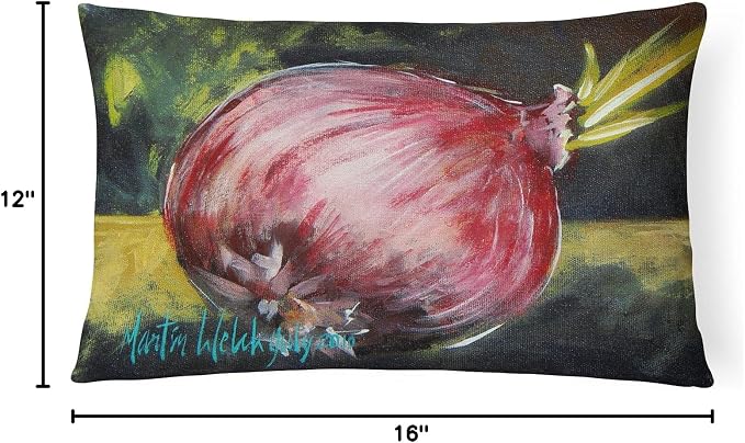 Caroline's Treasures MW1092PW1216 Vegetables - Onion One-Yun Canvas Fabric Decorative Pillow Machine Washable, Indoor Outdoor Decorative Pillow for Couch, Bed or Patio, 12HX16W