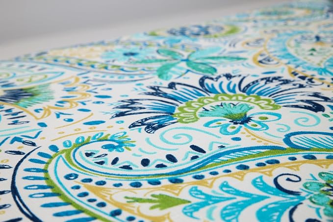 Pillow Perfect Paisley Indoor/Outdoor Accent Throw Pillow, Plush Fill, Weather, and Fade Resistant, Large Throw - 18.5" x 18.5", Blue/Yellow Gilford, 2 Count