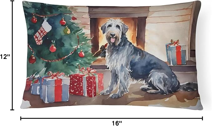 Caroline's Treasures DAC2679PW1216 Irish Wolfhound Cozy Christmas Throw Pillow Machine Washable, Indoor Outdoor Decorative Pillow for Couch, Bed or Patio, 12HX16W