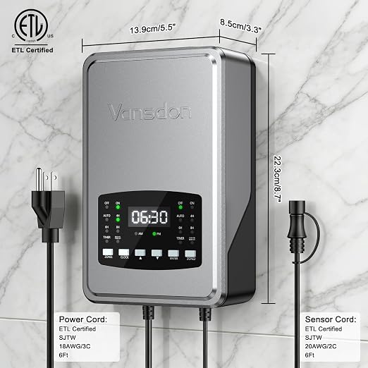 Vansdon 200W Low Voltage Landscape Transformer,2 Zone,Photocell & Timer | 120V AC to 12V/14V AC,Circuit protection & Memory function,5 modes,Weatherproof,for Outdoor Pathlight,Spotlight,ETL Listed
