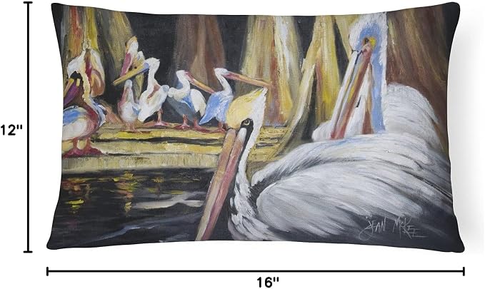 Caroline's Treasures JMK1137PW1216 Pelicans Canvas Fabric Decorative Pillow Machine Washable, Indoor Outdoor Decorative Pillow for Couch, Bed or Patio, 12HX16W