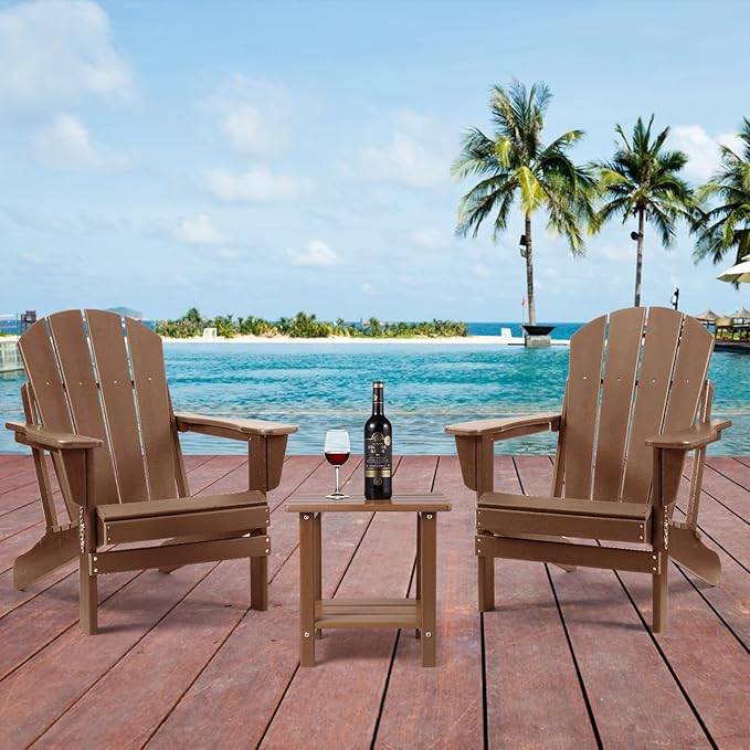 Apolimi Adirondack Outdoor Side Table, 2-Tier Sturdy Patio End Table Weather Resistant, 16.5" Solid Side Table for Patio, Pool, Porch