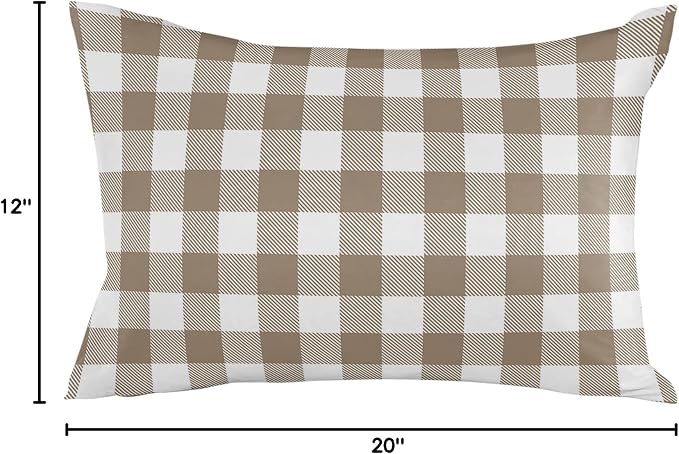 Outdoor Waterproof Throw Pillow Covers Set of 2 Light Brown Buffalo Check Plaid Lumbar Pillowcases 20x12 Inches Farmhouse Style Patio Decorative Pillows Cushion Case Patio Pillows for Couch Bed Garden