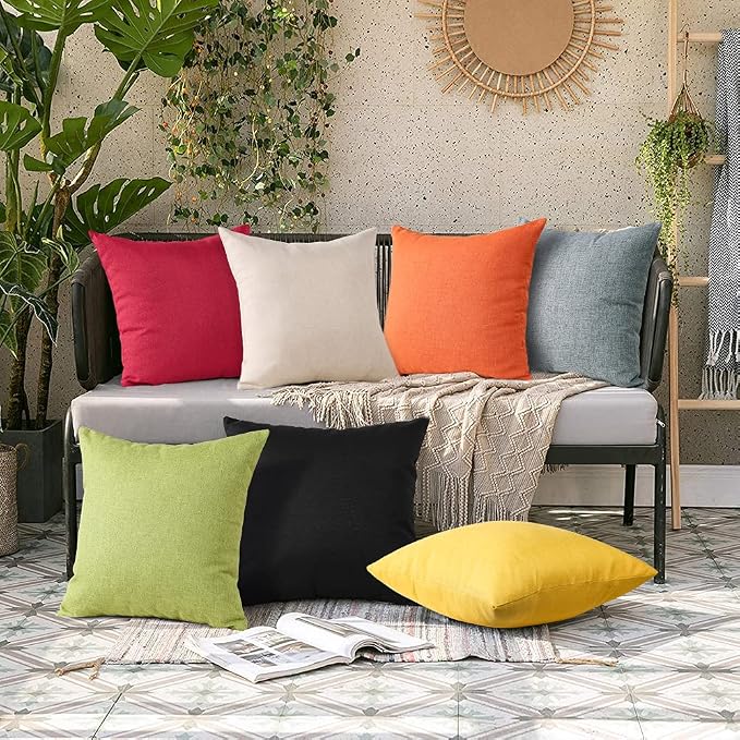 OTOSTAR Outdoor Waterproof Throw Pillow Covers 20x20 Inch Garden Decorative Pillow Covers Outdoor Pillowcase Square Cushion Case Patio Pillows for Couch Tent Sofa Bench Home Decor Pack of 2 (Hot Pink)