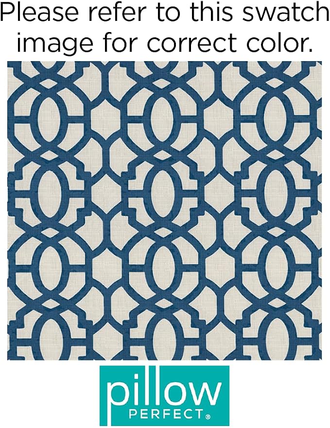 Pillow Perfect Trellis Indoor/Outdoor Throw Pillows, 2 Count, Large - 18.5 x 18.5, Blue Nunu Geo Ink