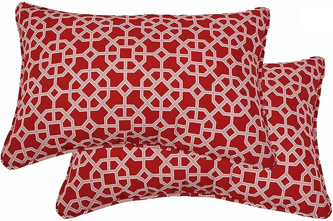 Comfort Classics Inc. Outdoor/Indoor Patio Throw Pillow (Set of 2) in Spun Polyester Coral red 24x15.5x5