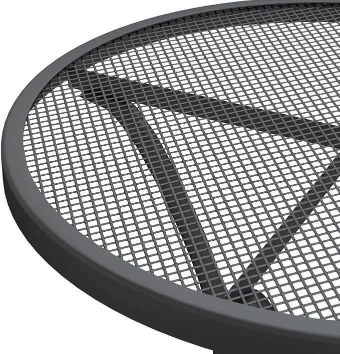Outdoor Bistro Table 24 Inch Round Metal Mesh Patio Table Anthracite Small Garden Balcony Dining Table for 2 Compact Weather-Resistant Furniture
