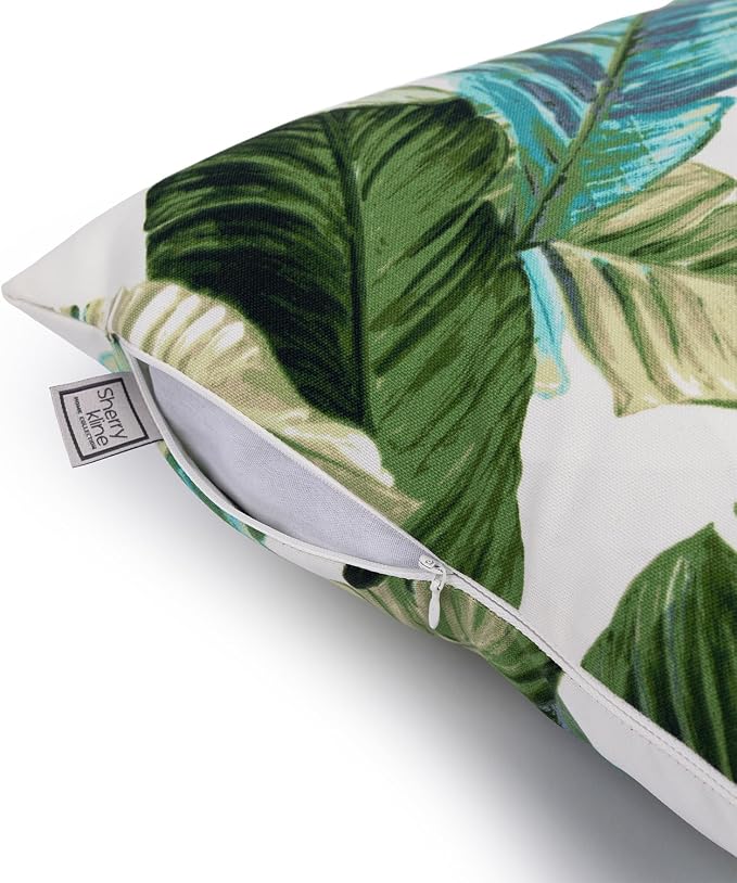 Sherry Kline Tropical Leaves Set of Two 13"X18" Pillows Filled with 100% Polyester