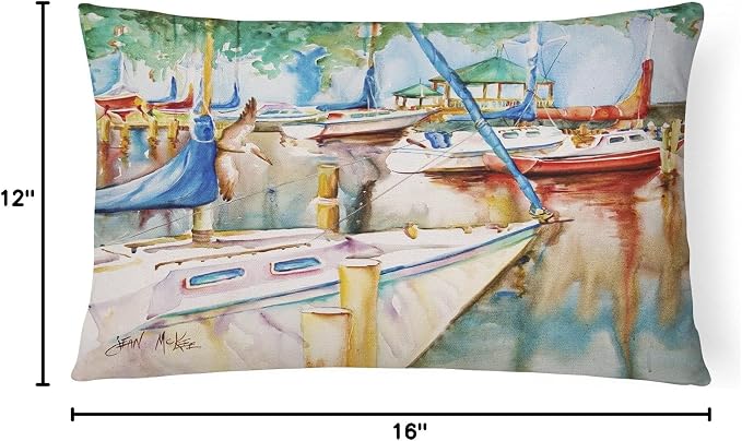 Caroline's Treasures JMK1043PW1216 Sailboats at The Gazebo Canvas Fabric Decorative Pillow Machine Washable, Indoor Outdoor Decorative Pillow for Couch, Bed or Patio, 12HX16W