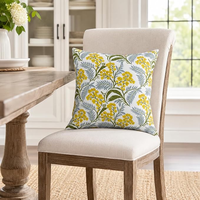 Outdoor/Indoor Decorative Throw Pillows 18×18 Inch | Pack of 2 Waterproof Decorative Throw Pillows with Inserts, Square Pillows for Bed, Couch, Sofa and Patio Furniture