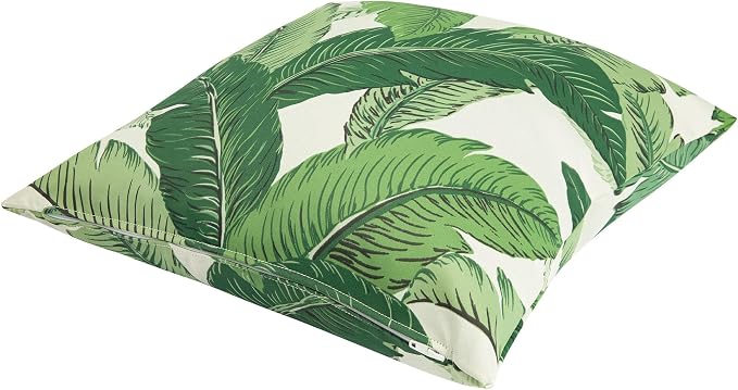 Throw Pillow Covers Set of 2, Outdoor Indoor Waterproof Decorative Patio Throw Pillowcase Shell 18x18 Inch, Square Cushion Case for Couch Sofa Garden Farmhouse Decoration-Green Palm Leaf