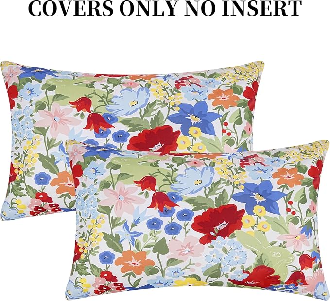 Adabana Outdoor Waterproof Floral Pillow Covers 12x20 Inch | Colorful Outdoor Pillow Covers Summer Decirative for Patio Furniture Porch Garden Pillows