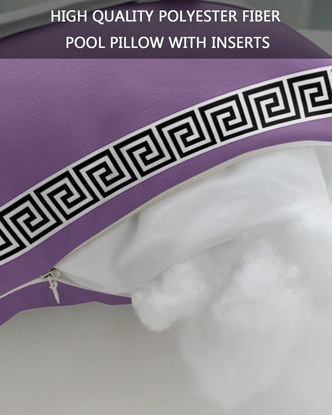 Outdoor Pillows Covers with Inserts Chinese Style Pattern Purple Background Waterproof Recliner Pillow with Adjustable Strap Throw Pillows for Patio Furniture Pool Lounge Chair, 11x16 inch, 2PCS