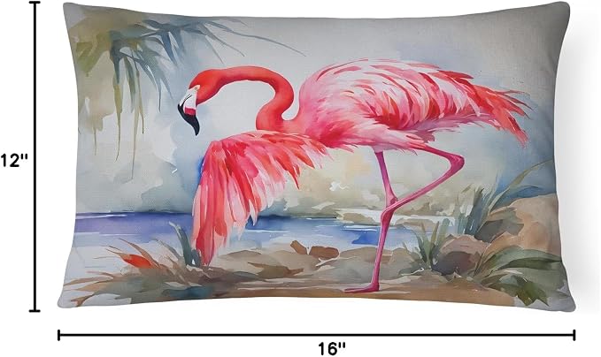 Caroline's Treasures DAC2864PW1216 Flamingo Throw Pillow Machine Washable, Indoor Outdoor Decorative Pillow for Couch, Bed or Patio, 12HX16W