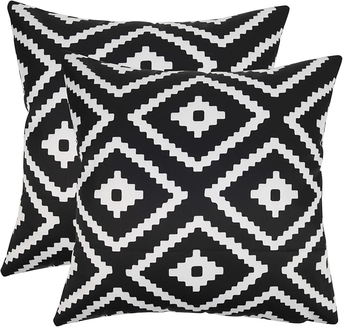Adabana Outdoor Waterproof Boho Pillow Covers Set of 2 16x16 Inch | Waterproof Throw Pillow Covers for Patio, Porch, Garden Furniture
