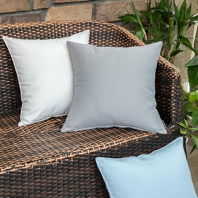 MIULEE Pack of 2 Waterproof Pillow Inserts Bundle Pack of 2 Outdoor Pillow Covers White 12x20 Inch