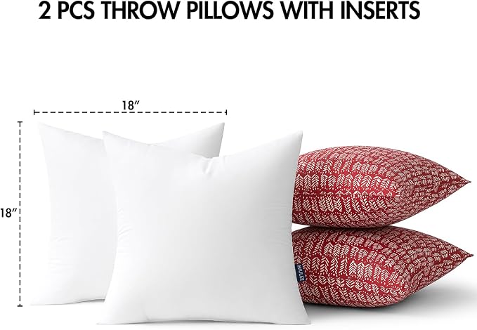 MIULEE Outdoor Pillows with Inserts Set of 2 18x18 Inch Royal Blue | Patio Waterproof Fade Resistant Fluffy Throw Pillows Decorative Garden Natural Accent Leaves Cushion for Home Sofa Decor