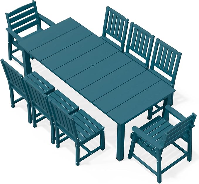 AreShark Patio Dining Chair Set of 2,All Weather HDPE Outdoor Dining Armchairs with Wide Seat and Backrest,Weatherproof Patio Chairs for Garden,Backyard,Deck,Navy Blue