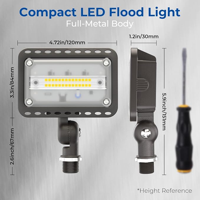 CINOTON 20W LED Flood Lights Outdoor, IP65 Waterproof Exterior Security Wall Lights with 180°Knuckle, 2800LM 120V Outside Aluminum Lighting Fixture for Buidings Garage Doorway 5000K 4 Pack, UL Listed