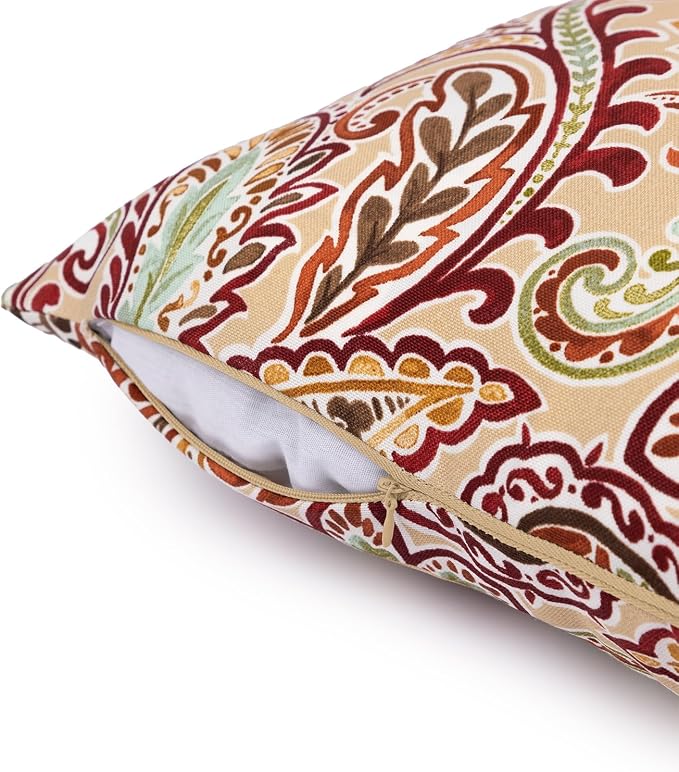 Sherry Kline Paisley Floral Pattern Set of Two 13"X18" Pillows Filled with 100% White Polyester