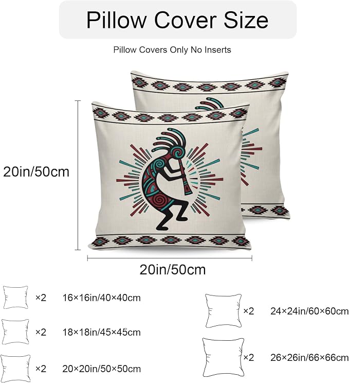Boho Southwest Waterproof Outdoor Throw Pillow Covers 18''x18'' Pack 2, Aztec Ethnic Native Human Ethnic Plaid Pillow Cases Throw Cushion Cover with Zipper, Washable Pillowcase for Poolside Sofa