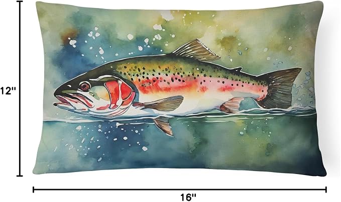Caroline's Treasures DAC2841PW1216 Trout Throw Pillow Machine Washable, Indoor Outdoor Decorative Pillow for Couch, Bed or Patio, 12HX16W