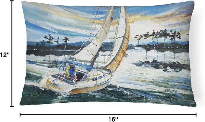 Caroline's Treasures JMK1055PW1216 Sailboats on Lake Martin Canvas Fabric Decorative Pillow Machine Washable, Indoor Outdoor Decorative Pillow for Couch, Bed or Patio, 12HX16W
