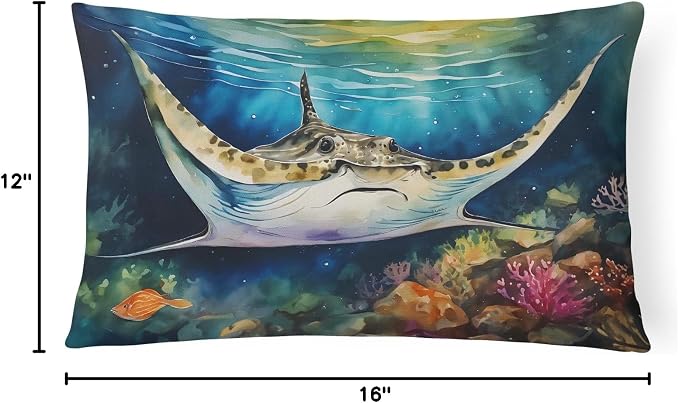 Caroline's Treasures DAC2831PW1216 Sting Ray Throw Pillow Machine Washable, Indoor Outdoor Decorative Pillow for Couch, Bed or Patio, 12HX16W