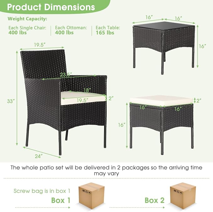 HAPPYGRILL 8 Piece Patio Furniture Set Outdoor Rattan Wicker Sofa Set with 2 Coffee Tables & 2 Ottomans, Rustproof Metal Frame, Soft Seat Cushions, Patio Wicker Conversation Set for Backyard Poolside