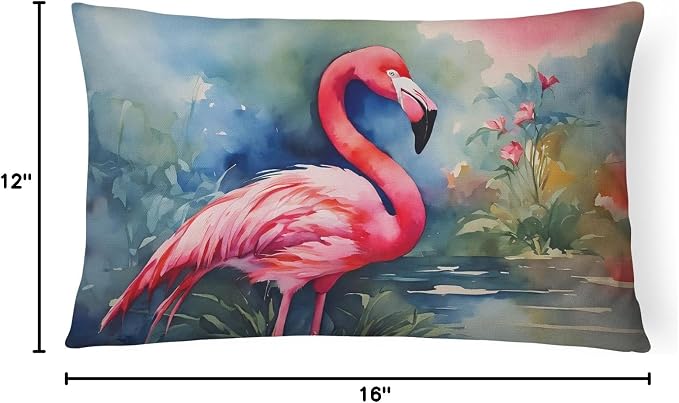 Caroline's Treasures DAC2859PW1216 Flamingo Throw Pillow Machine Washable, Indoor Outdoor Decorative Pillow for Couch, Bed or Patio, 12HX16W