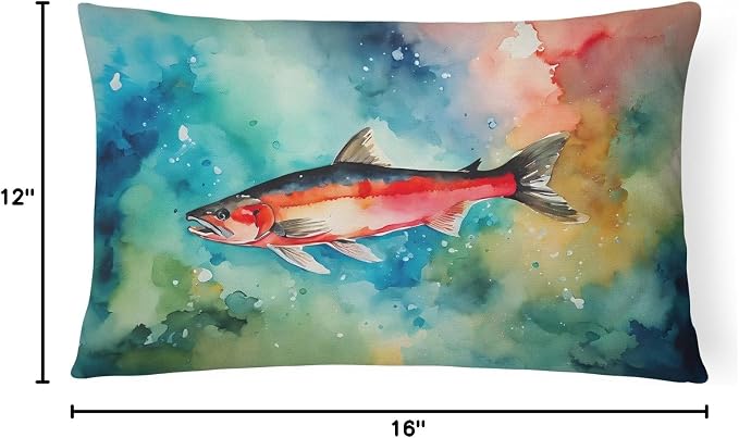 Caroline's Treasures DAC2817PW1216 Salmon Throw Pillow Machine Washable, Indoor Outdoor Decorative Pillow for Couch, Bed or Patio, 12HX16W