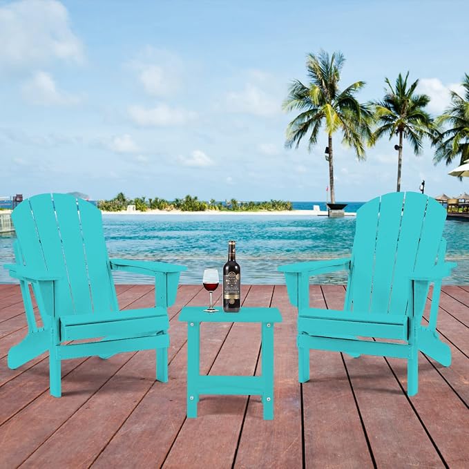 Apolimi Adirondack Outdoor Side Table, 2-Tier Sturdy Patio End Table Weather Resistant, 16.5" Solid Side Table for Patio, Pool, Porch
