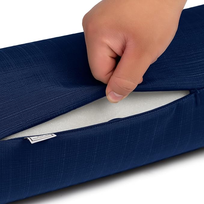 Sherry Kline Sunrise Indoor/Outdoor Neck Bolster Corded Edge Filled Pillow Indigo 6"x18" Set of 2