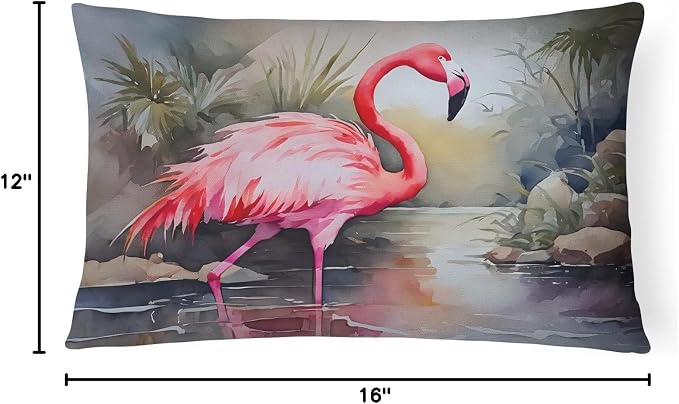 Caroline's Treasures DAC2860PW1216 Flamingo Throw Pillow Machine Washable, Indoor Outdoor Decorative Pillow for Couch, Bed or Patio, 12HX16W