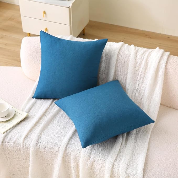 18" x 18" Throw Pillows, Outdoor Waterproof Pillows with Inserts, Square Decorative Pillows for Patio Furniture Garden Couch Sofa Home(Navy Blue, Set of 4)