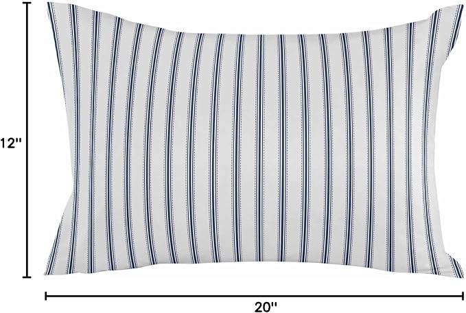 Outdoor Waterproof Throw Pillow Covers Set of 2 Blue Stripe Lumbar Pillowcases 20x12 Inches Vertical Striped Patio Decorative Pillows Cushion Case Patio Pillows for Couch Bed Chair Garden