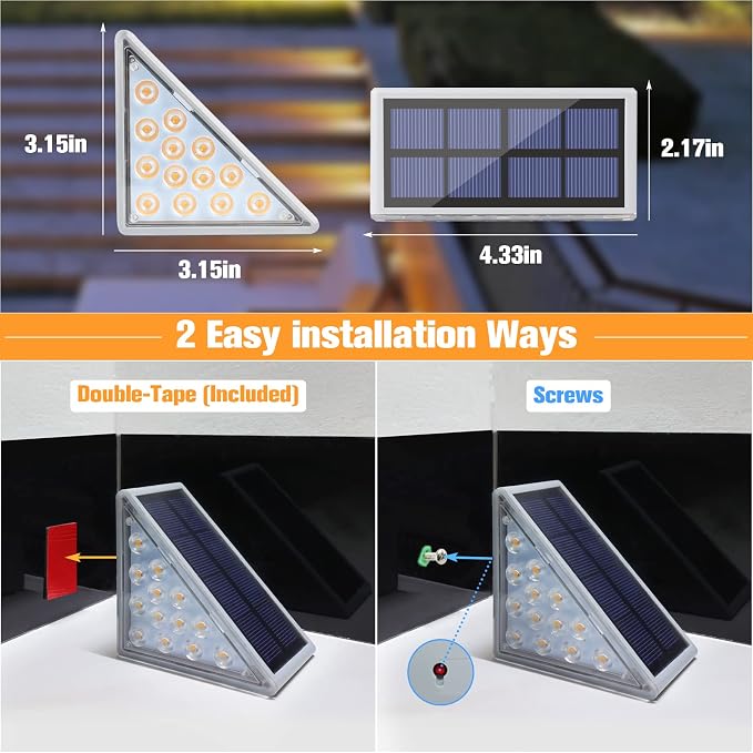 VOLISUN Solar Stair Lights 8 Pack, 7 Fixed Colors, Solar Step Lights Outdoor Waterproof IP67, LED Outdoor Step Light, Deck Light Outdoor Decor for Garden Stair, Front Step, Porch and Patio