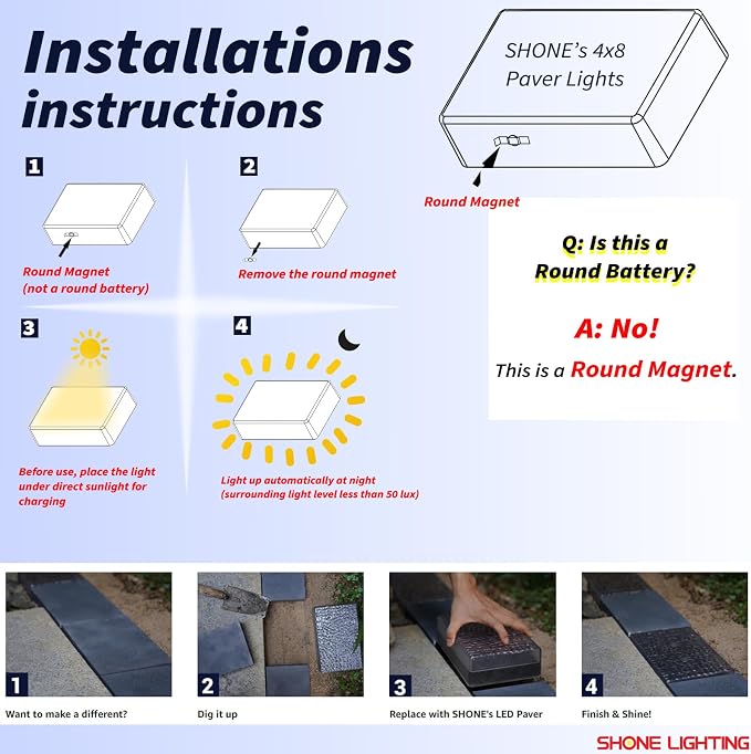 4x8 Solar Ground Lights, 12-Color Paver Light, RGB-W, 2Pack | Outdoor Waterproof, Recessed Lighting Bricks, Color Changing, Driveway, Pathway, Landscape, Heavy Duty, Car Weight Bearing