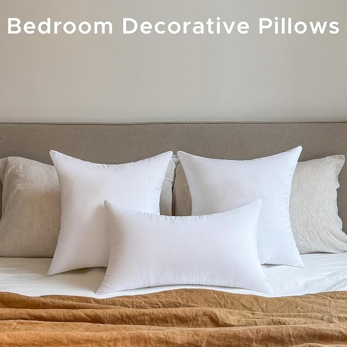 16 x 16 Outdoor Pillow Inserts Set of 4 Small Square Patio Furniture Pillows for Porch Couch Fall Throw Pillow Inserts Premium Decorative Stuffer Pillows Waterproof White Sofa Cushion