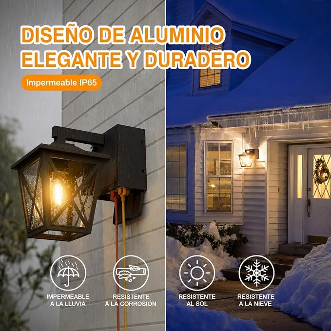Ehaho Porch Lights with GFCI Outlet Aircraft Grade Aluminum Alloy-Black 1PC | Dusk to Dawn Outdoor Lights Waterproof IP 68 Upgraded 3 Lighting Modes Exterior Light with Plug for Front Door Patio Garage