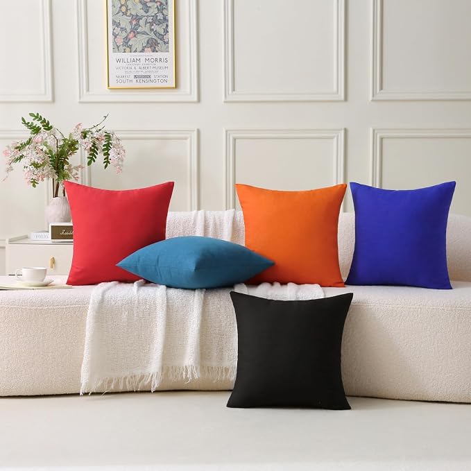 Outdoor Throw Pillows with Inserts, Waterproof Pillows for Outdoor Seating, Square Decorative Garden Cushion for Patio Furniture, Bed, Couch, Sofa(Blue, 18" x 18" (Pack of 2))