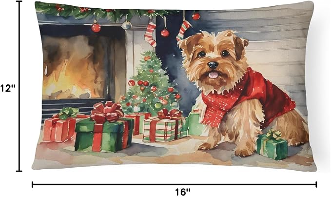Caroline's Treasures DAC2710PW1216 Norfolk Terrier Cozy Christmas Throw Pillow Machine Washable, Indoor Outdoor Decorative Pillow for Couch, Bed or Patio, 12HX16W